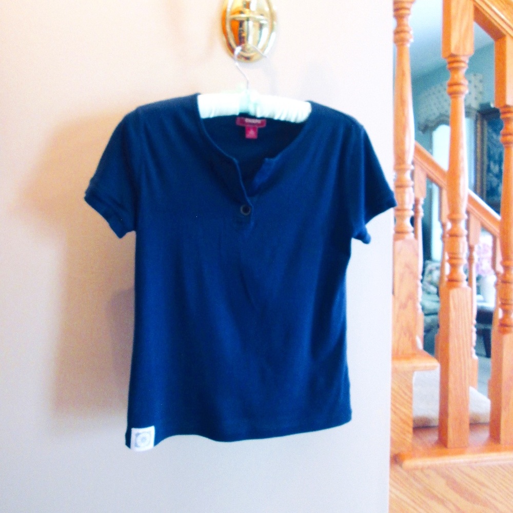 Chaps Denim Navy Blue Knit Top